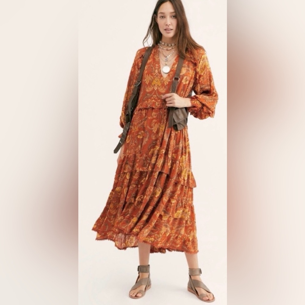 Spell & The Gypsy Collective x Aurora Play Maxi Dress Low Cut Burnt Ember Size S